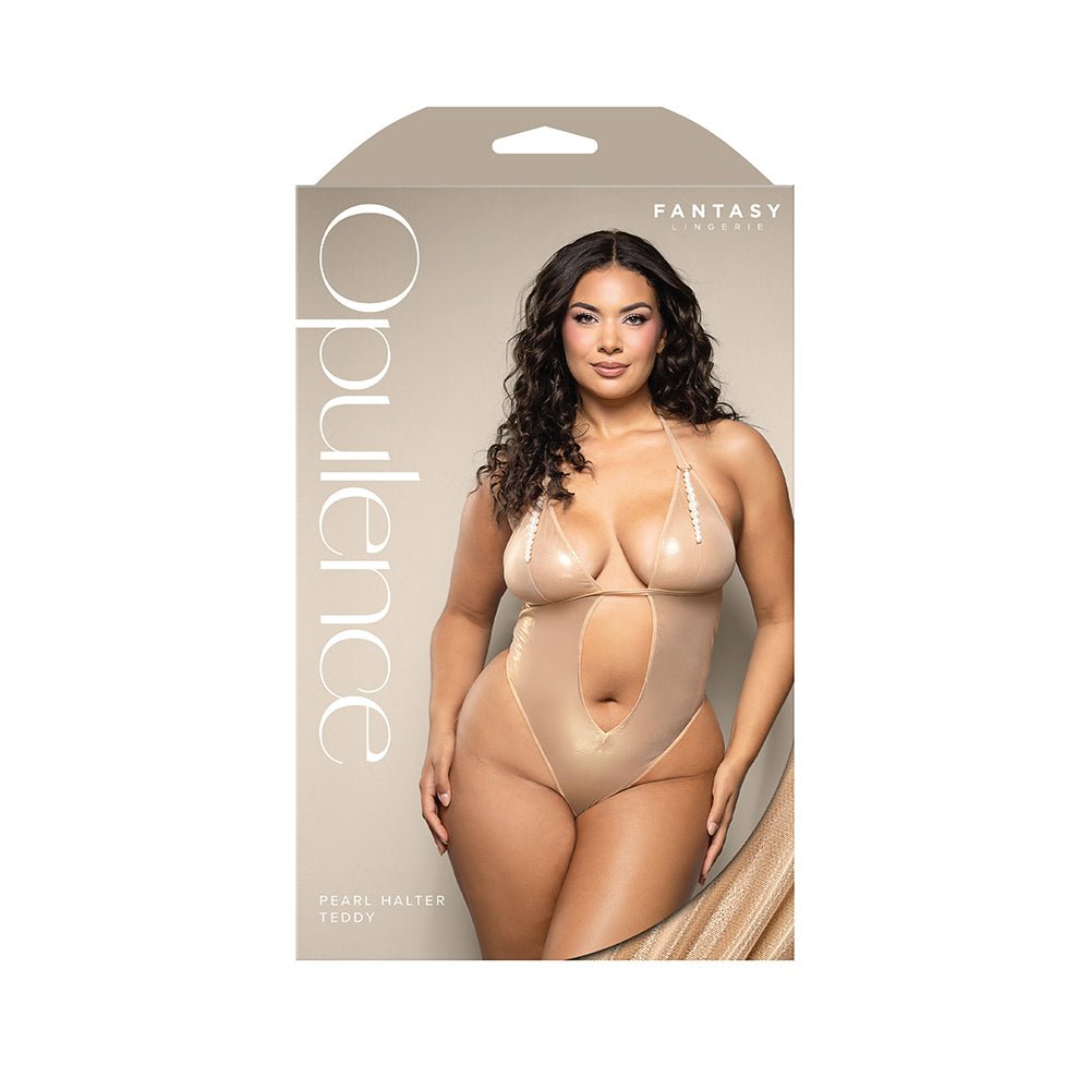 fantasy-lingerie-opulence-foil-mesh-cut-out-halter-teddy-with-stimulating-pearl-pearl-string-queen-size Fantasy Lingerie Opulence Foil Mesh Cut-Out Halter Teddy with Stimulating Pearl & Pearl String Queen Size - Image 1