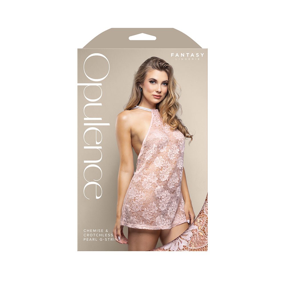 fantasy-lingerie-opulence-pearl-draped-open-back-halter-chemise-crotchless-pearl-g-string-light-pink-sm Fantasy Lingerie Opulence Pearl Draped Open-Back Halter Chemise & Crotchless Pearl G-String Light Pink S/M - Image 1