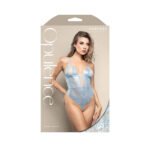 Fantasy Lingerie Opulence Split Pearl Cup Open-Back Teddy with Pearl String Crotch Light Blue M/L