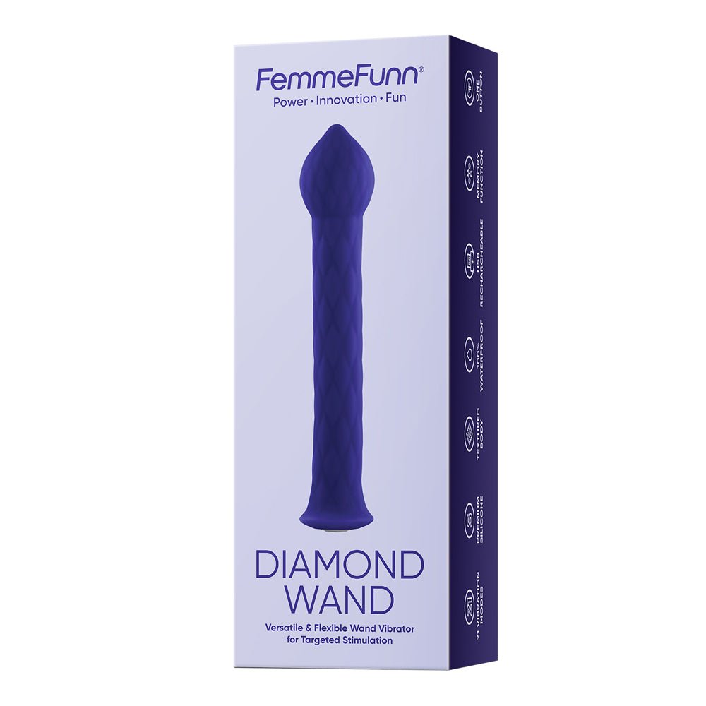 femmefunn-diamond-wand-rechargeable-flexible-textured-silicone-vibrator-dark-purple FemmeFunn Diamond Wand Rechargeable Flexible Textured Silicone Vibrator Dark Purple - Image 1