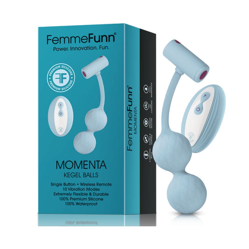femmefunn-momenta-rechargeable-remote-controlled-silicone-kegel-balls-light-blue FemmeFunn Momenta Rechargeable Remote-Controlled Silicone Kegel Balls Light Blue - Image 1