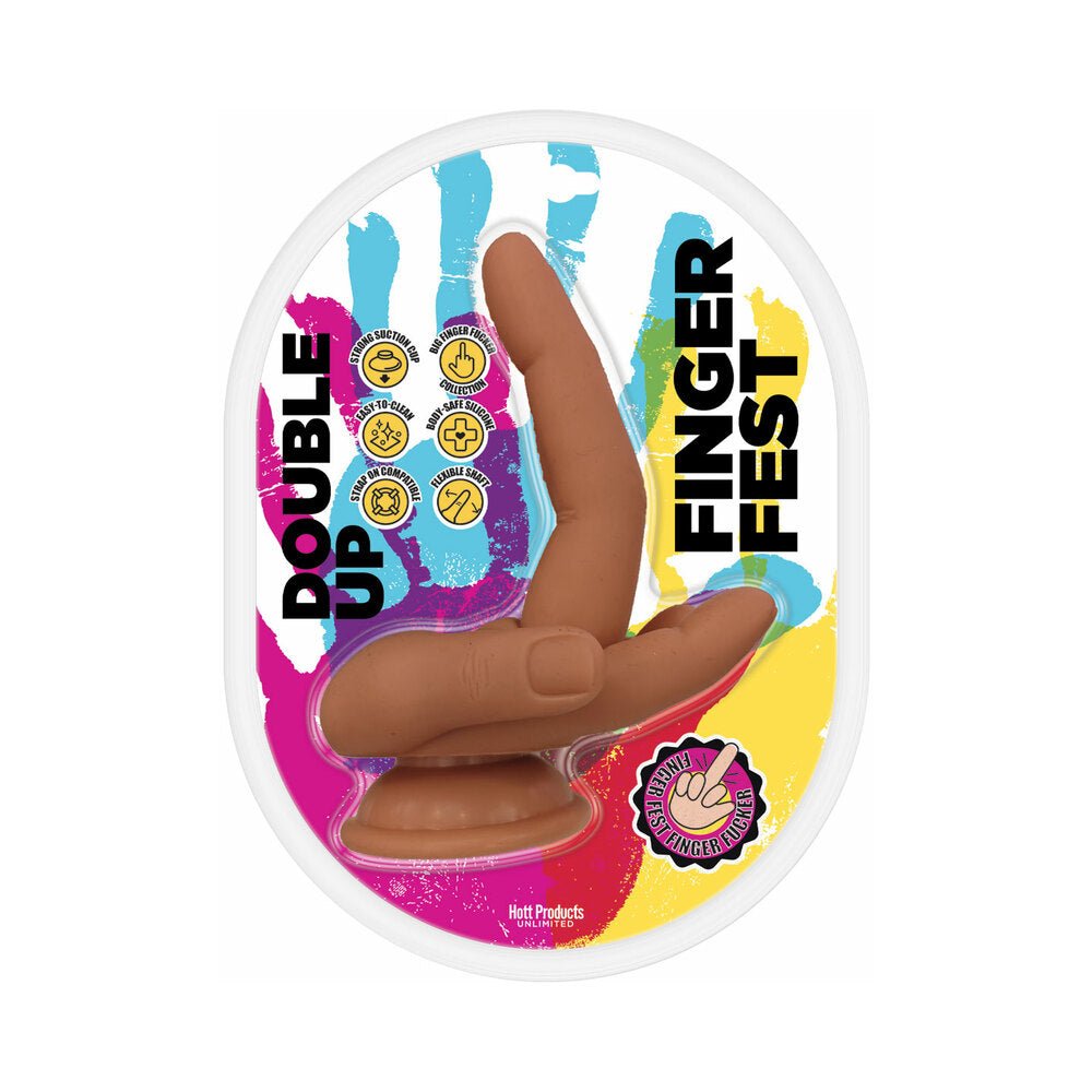 finger-fest-double-up-dildo-tan Finger Fest Double Up Dildo Tan - Image 1