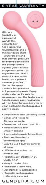 Flexi Wand Rechargeable Bendable Vibrating Wand – Pink - Image 6