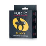 Forto Bunny Rechargeable Silicone Vibrating Cockring with Stimulating Ears Black - Image 2