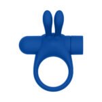 Forto Bunny Rechargeable Silicone Vibrating Cockring with Stimulating Ears Blue - Image 4