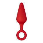 Forto F-10 Silicone Anal Plug with Pull Ring Large Red - Image 2