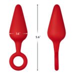 Forto F-10 Silicone Anal Plug with Pull Ring Large Red - Image 5