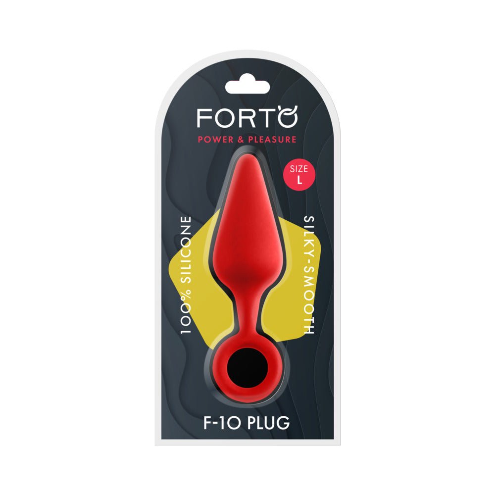 forto-f-10-silicone-anal-plug-with-pull-ring-large-red Forto F-10 Silicone Anal Plug with Pull Ring Large Red - Image 1