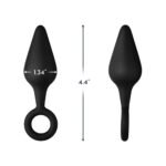 Forto F-10 Silicone Anal Plug with Pull Ring Medium Black - Image 5