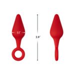 Forto F-10 Silicone Anal Plug with Pull Ring Small Red - Image 5