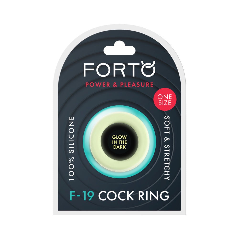 forto-f-19-liquid-silicone-2-tone-cockring-blackglow Forto F-19 Liquid Silicone 2-Tone Cockring Black/Glow - Image 1