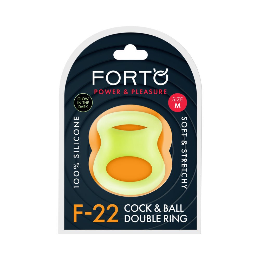 forto-f-22-liquid-silicone-cock-ball-d-ring-medium-glow Forto F-22 Liquid Silicone Cock & Ball D-Ring Medium Glow - Image 1