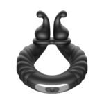 Forto F-24 Rechargeable Silicone Textured Vibrating Cock Ring – Black - Image 3