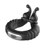 Forto F-24 Rechargeable Silicone Textured Vibrating Cock Ring – Black - Image 4