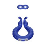 Forto F-24 Rechargeable Silicone Textured Vibrating Cock Ring – Blue - Image 2