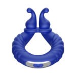 Forto F-24 Rechargeable Silicone Textured Vibrating Cock Ring – Blue - Image 3