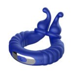 Forto F-24 Rechargeable Silicone Textured Vibrating Cock Ring – Blue - Image 4