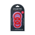 Forto F-61 3-Piece Silicone Cockring Set Red