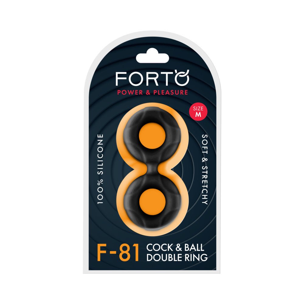 forto-f-81-liquid-silicone-cock-ball-double-ring-medium-black Forto F-81 Liquid Silicone Cock & Ball Double Ring Medium Black - Image 1