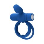 Forto Pointer Rechargeable Silicone Vibrating Dual Cockring with External Stimulator Blue - Image 3