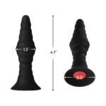 Forto Vibrating Ribbed Plug Rechargeable Remote-Controlled Silicone Anal Plug Small Black - Image 6
