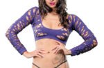 Full Design Mesh Crotchless Leggings - One Size - Violet