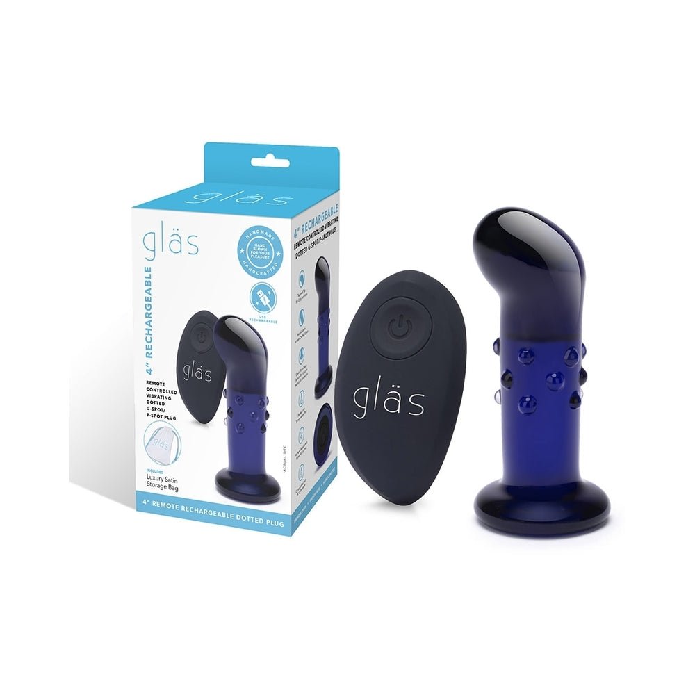 glas-4-in-rechargeable-remote-controlled-vibrating-dotted-g-spotp-spot-plug Glas 4 in. Rechargeable Remote-Controlled Vibrating Dotted G-Spot/P-Spot Plug - Image 1