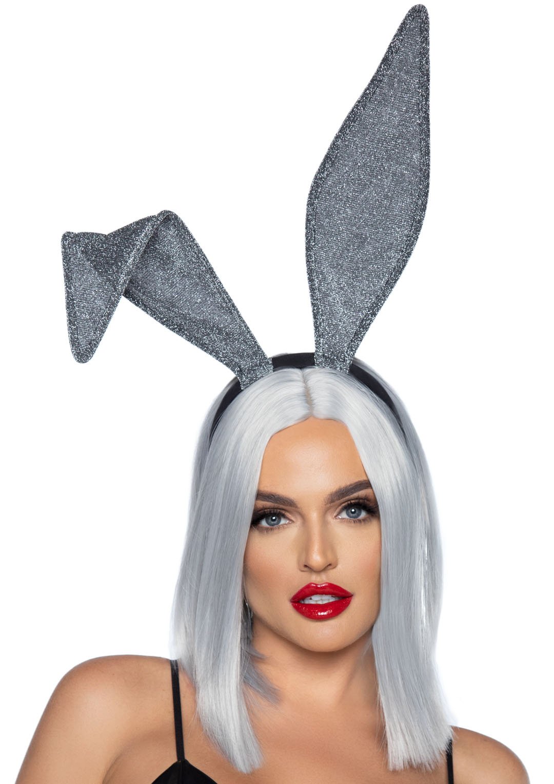 glitter-bunny-ear-headband-silver Glitter Bunny Ear Headband Silver - Image 1