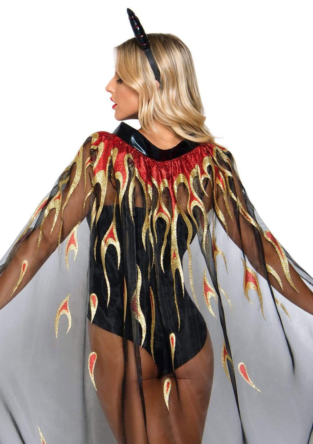 glitter-flame-devil-cape-and-devil-horns Glitter Flame Devil Cape and Devil Horns - Image 1