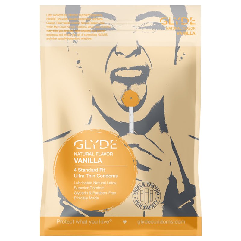 glyde-ultra-natural-flavor-4pk-vanilla-condoms Glyde Ultra Natural Flavor 4pk Vanilla Condoms - Image 1