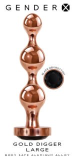 Gold Digger Large Rose Gold Anal Plug with Black Gem Base - Image 2
