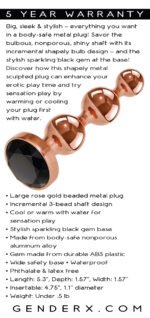 Gold Digger Large Rose Gold Anal Plug with Black Gem Base