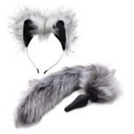 Grey Wolf Tail Anal Plug and Ears Set