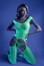 Supersonic Mosaic Bodystocking - One Size- Neon  Green - Image 3