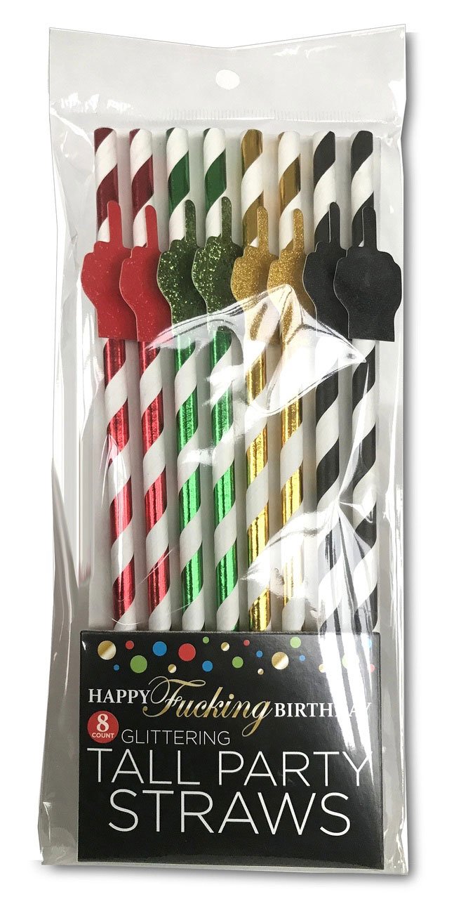 happy-fucking-birthday-tall-party-straws Happy Fucking Birthday Tall Party Straws - Image 1