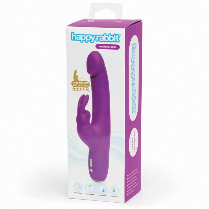 happy-rabbit-realistic-slim-rechargeable-silicone-slimline-rabbit-vibrator-purple Happy Rabbit Realistic Slim Rechargeable Silicone Slimline Rabbit Vibrator Purple - Image 1