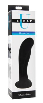Heart on Silicone Harness Dildo - Black