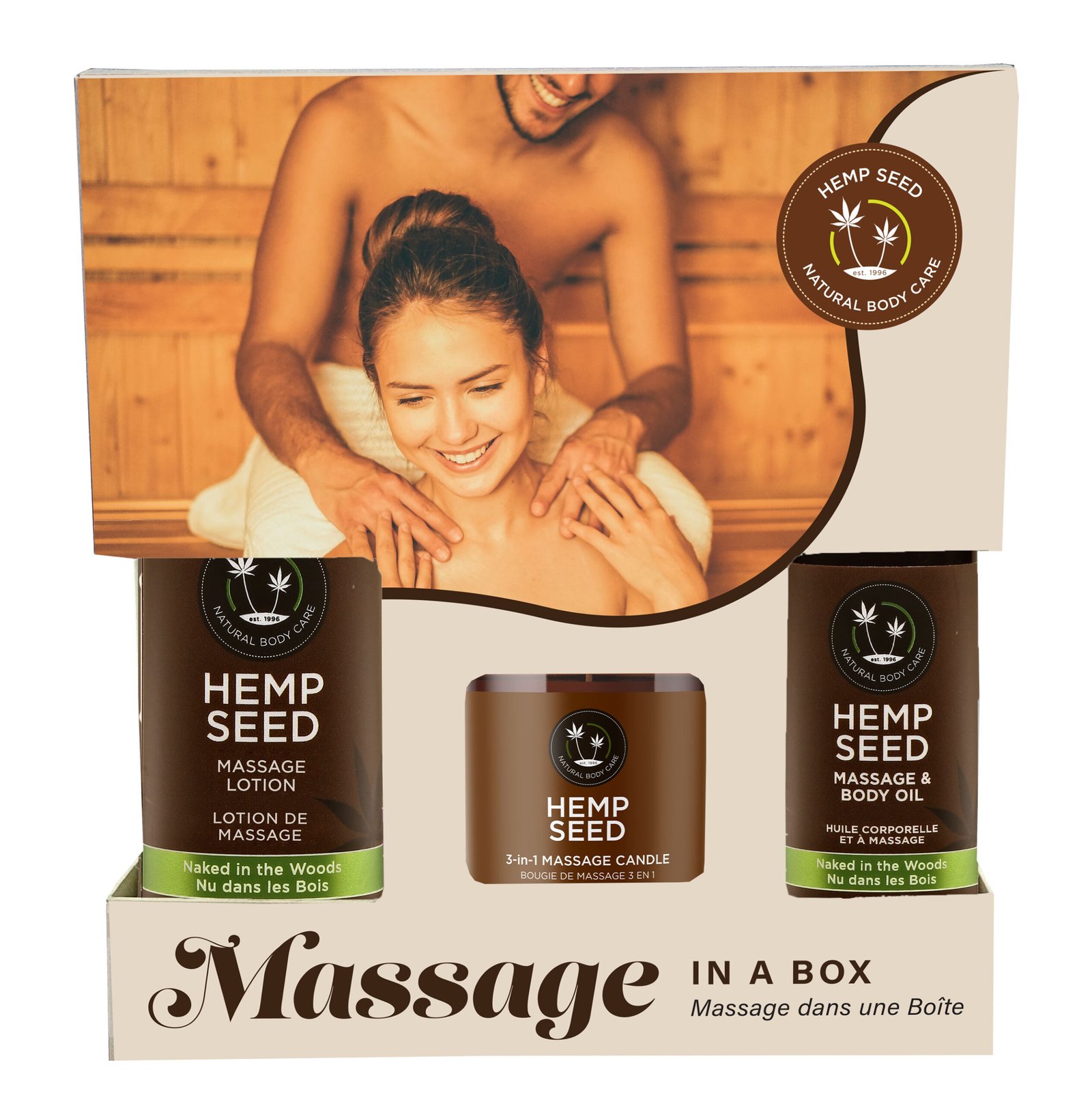 hemp-seed-massage-in-a-box-gift-set-naked-in-the-woods Hemp Seed Massage in a Box Gift Set - Naked in the Woods - Image 1