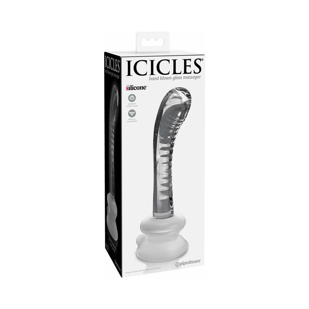 icicles-no-88-curved-glass-g-spot-massager-with-suction-cup-clear Icicles No. 88 Curved Glass G-Spot Massager With Suction Cup Clear - Image 1
