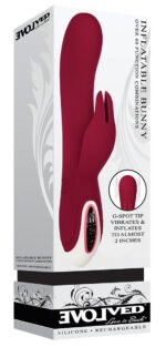 Inflatable Bunny Rechargeable G-Spot Vibrator – Red - Image 4