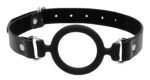 Silicone Ring Gag With Adjustable Bonded Leather  Staps - Black - Image 3