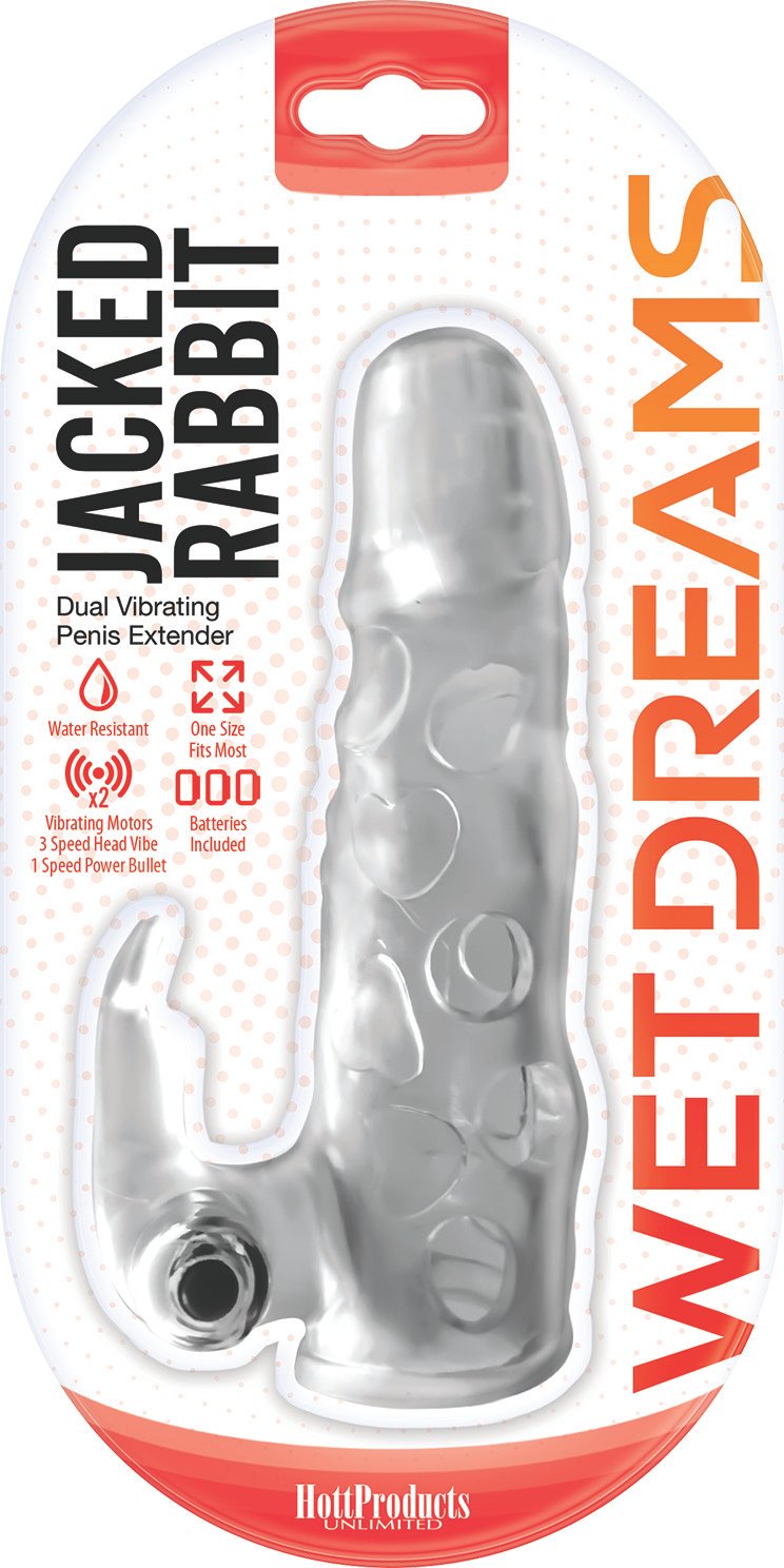 jack-rabbit-dual-vibrating-extender-clear Jack Rabbit Dual Vibrating Extender - Clear - Image 1