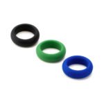 Je Joue Silicone Cock Ring 3-Piece Set Black/Green/Blue - Image 3