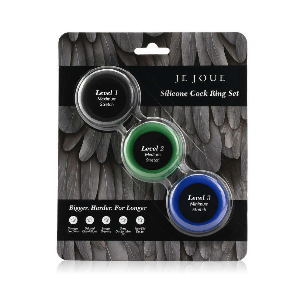 je-joue-silicone-cock-ring-3-piece-set-blackgreenblue Je Joue Silicone Cock Ring 3-Piece Set Black/Green/Blue - Image 1