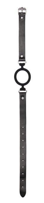 Silicone Ring Gag With Adjustable Bonded Leather  Staps - Black - Image 4