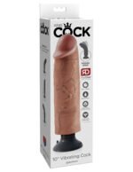 King Cock 10 Inch Vibrating Cock - Tan - Image 5