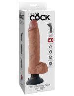 King Cock 10" Vibrating Cock With Balls - Tan - Image 5