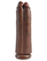 King Cock 11" Two Cocks One Hole - Brown - Image 2