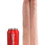 King Cock 11" Two Cocks One Hole - Flesh
