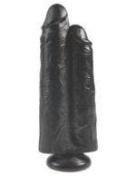 King Cock 9" Two Cocks One Hole - Black - Image 2